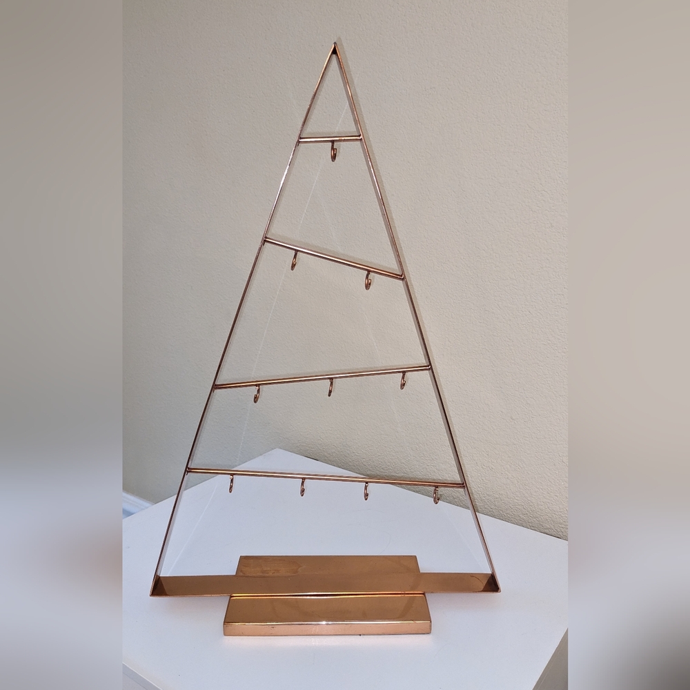 Crate & Barrel 16 Inch Copper Metal A-Frame Christmas Ornament Display Tree